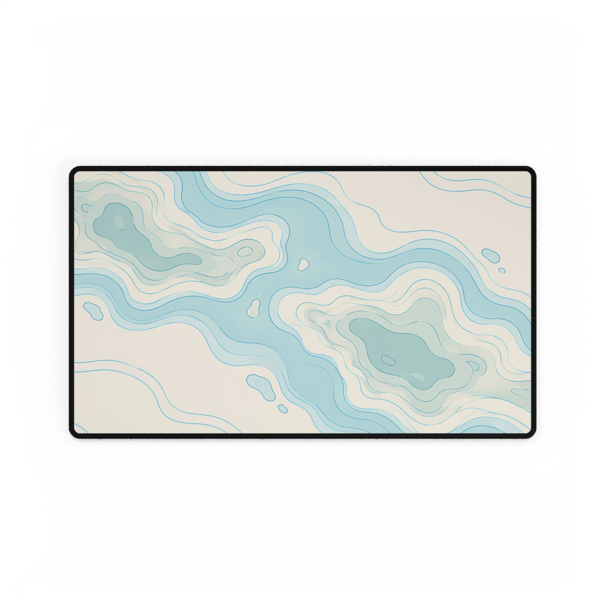 Coastal Blue Topographic Desk Mat, 23.6 × 13.8 in, flat front view.