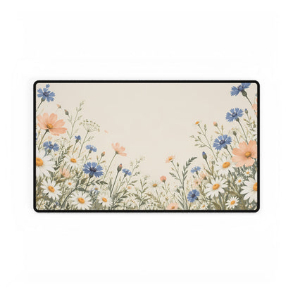 Floral Meadow Desk Mat, 23.6 × 13.8 in, flat front view.