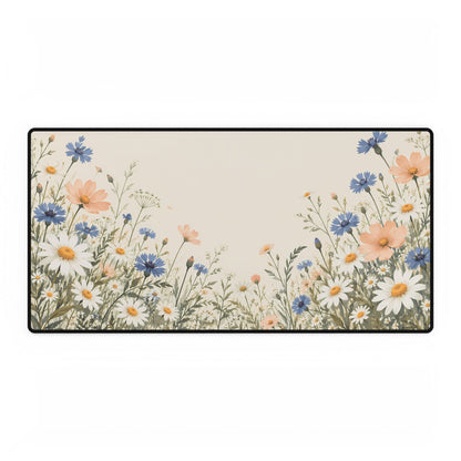 Floral Meadow Desk Mat, 31.5 × 15.5 in, flat front view.