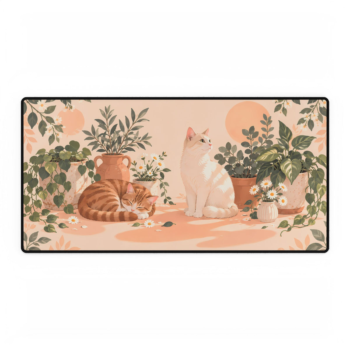 Apricot Catnap Desk Mat, 31.5 × 15.5 in, flat front view.