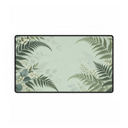Fern & Eucalyptus Desk Mat, 23.6 × 13.8 in, flat front view.