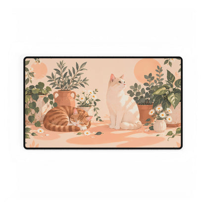 Apricot Catnap Desk Mat, 23.6 × 13.8 in, flat front view.