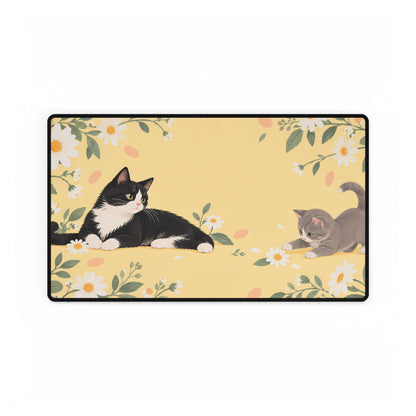 Daisy Cats Desk Mat, 23.6 × 13.8 in, flat front view.
