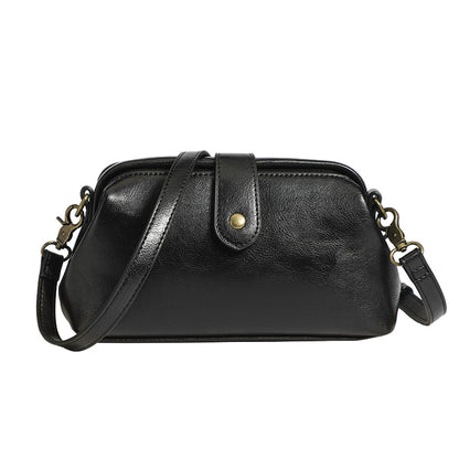 Vintage Crossbody Bag – Snap-Top Frame — Black, front view | BTendance