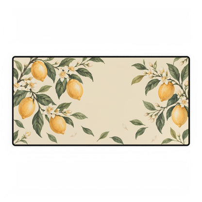 Lemon Blossom Desk Mat, 31.5 × 15.5 in, flat front view.