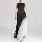Women's Evening Gown Black Size M Satin - Elegant Formal Dress for Special Occasions-2
