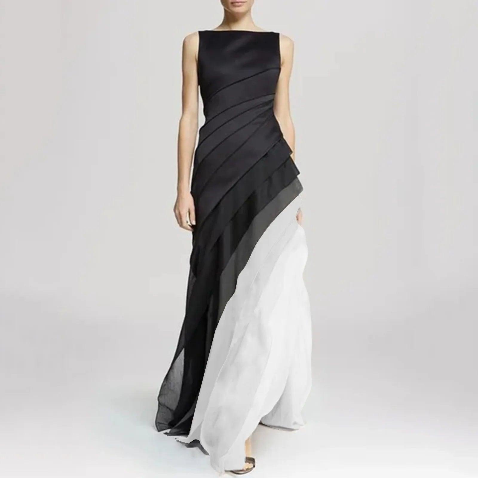 Women's Evening Gown Black Size M Satin - Elegant Formal Dress for Special Occasions-2