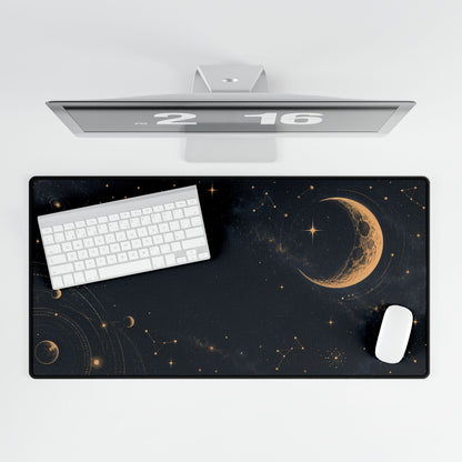 Lunar Gold Space Desk Mat - Large overhead computer setup | BTendance