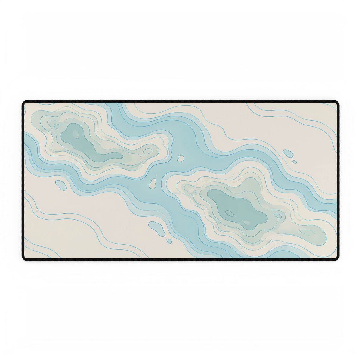 Coastal Blue Topographic Desk Mat, 31.5 × 15.5 in, flat front view.