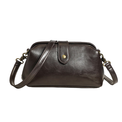 Vintage Crossbody Bag – Snap-Top Frame — Chocolate, front view | BTendance