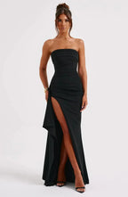 Variant image for Women's Evening Gown Black Size M Polyester Strapless Thigh-High Slit-1