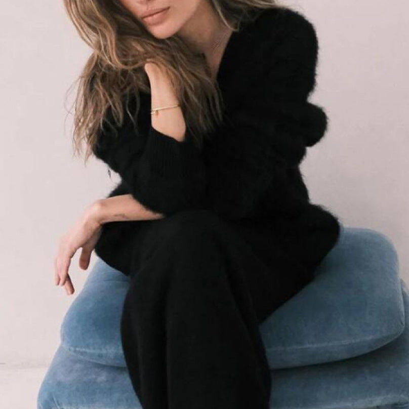 Cardigan Femme Ample à Col V – Tricot Doux Boutonné