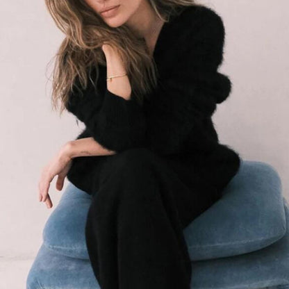 Cardigan Femme Ample à Col V – Tricot Doux Boutonné