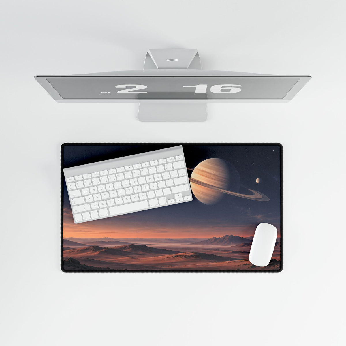 Saturn Dawn Space Desk Mat - Medium overhead computer setup | BTendance