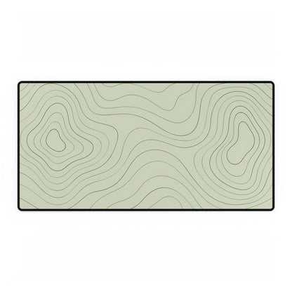 Sage Green Topographic Desk Mat, 31.5 × 15.5 in, flat front view.