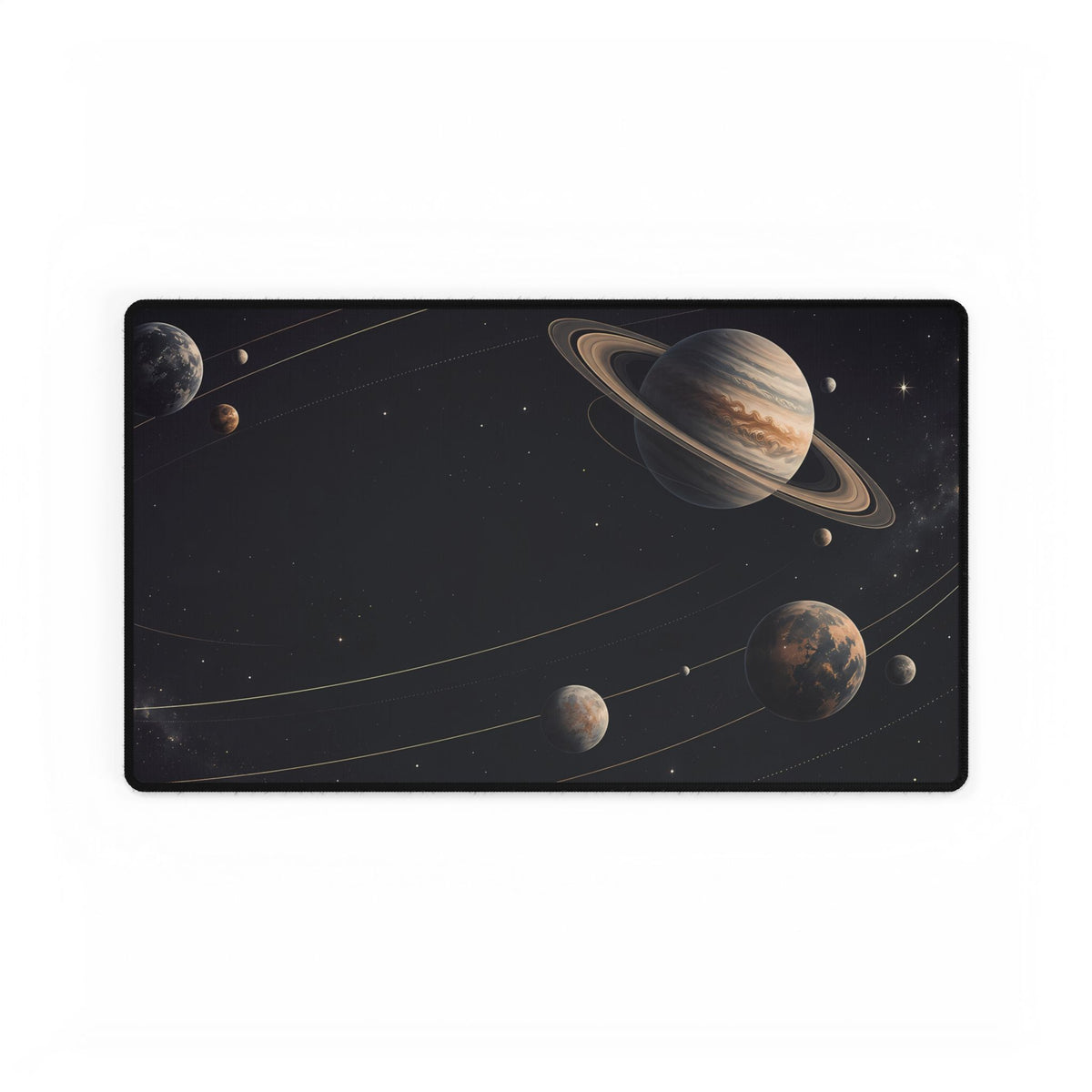 Midnight Orbit Planet Desk Mat - Medium front view | BTendance