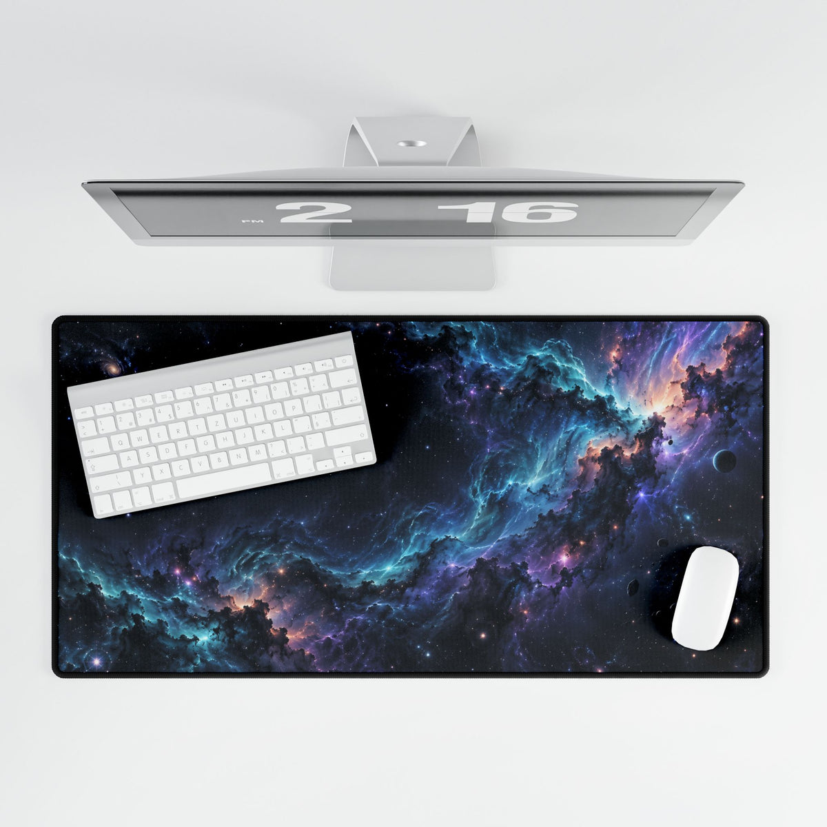 Nebula Drift Galaxy Desk Mat - Large overhead computer setup | BTendance