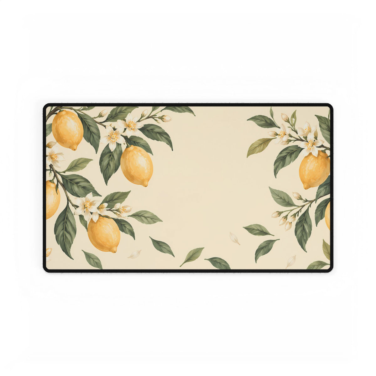 Lemon Blossom Desk Mat, 23.6 × 13.8 in, flat front view.
