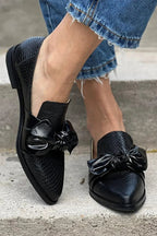BLACK LOAFERS WITH SHINY BOW 2