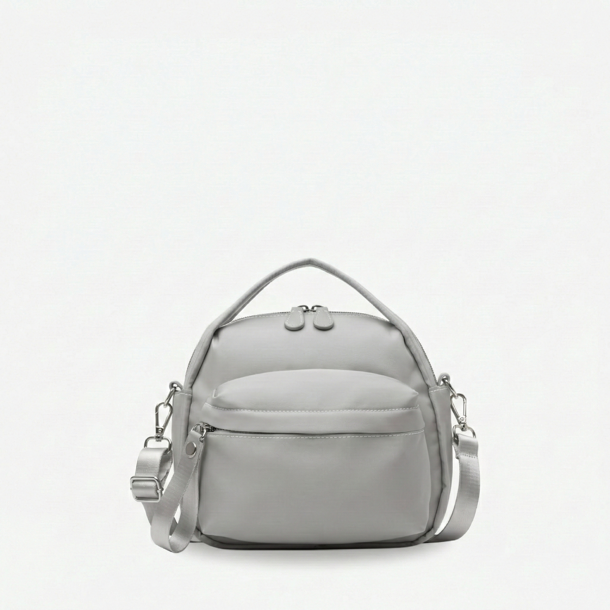 Multi-Pocket Crossbody Bag – Monceau Adjustable Strap — Grey, front view | BTendance