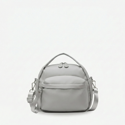 Multi-Pocket Crossbody Bag – Monceau Adjustable Strap — Grey, front view | BTendance