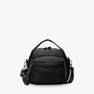 Multi-Pocket Crossbody Bag – Monceau Adjustable Strap — Black, front view | BTendance