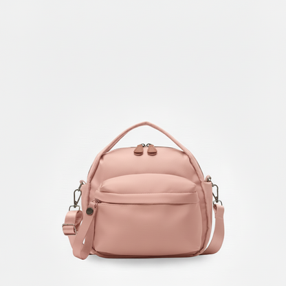 Multi-Pocket Crossbody Bag – Monceau Adjustable Strap — Pink, front view | BTendance
