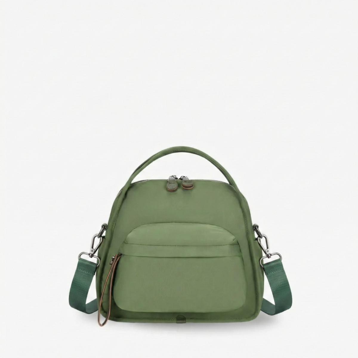Multi-Pocket Crossbody Bag – Monceau Adjustable Strap — Green, front view | BTendance
