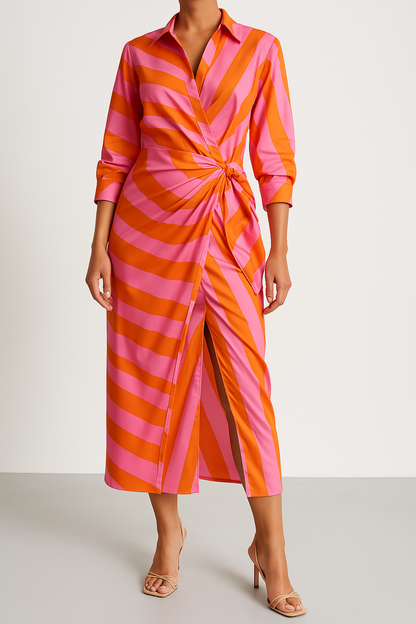 Women's Maxi Dress Striped Size M Polyester-2