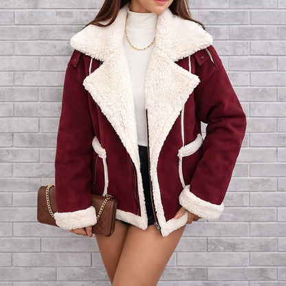 Veste en Peluche à Col Polo