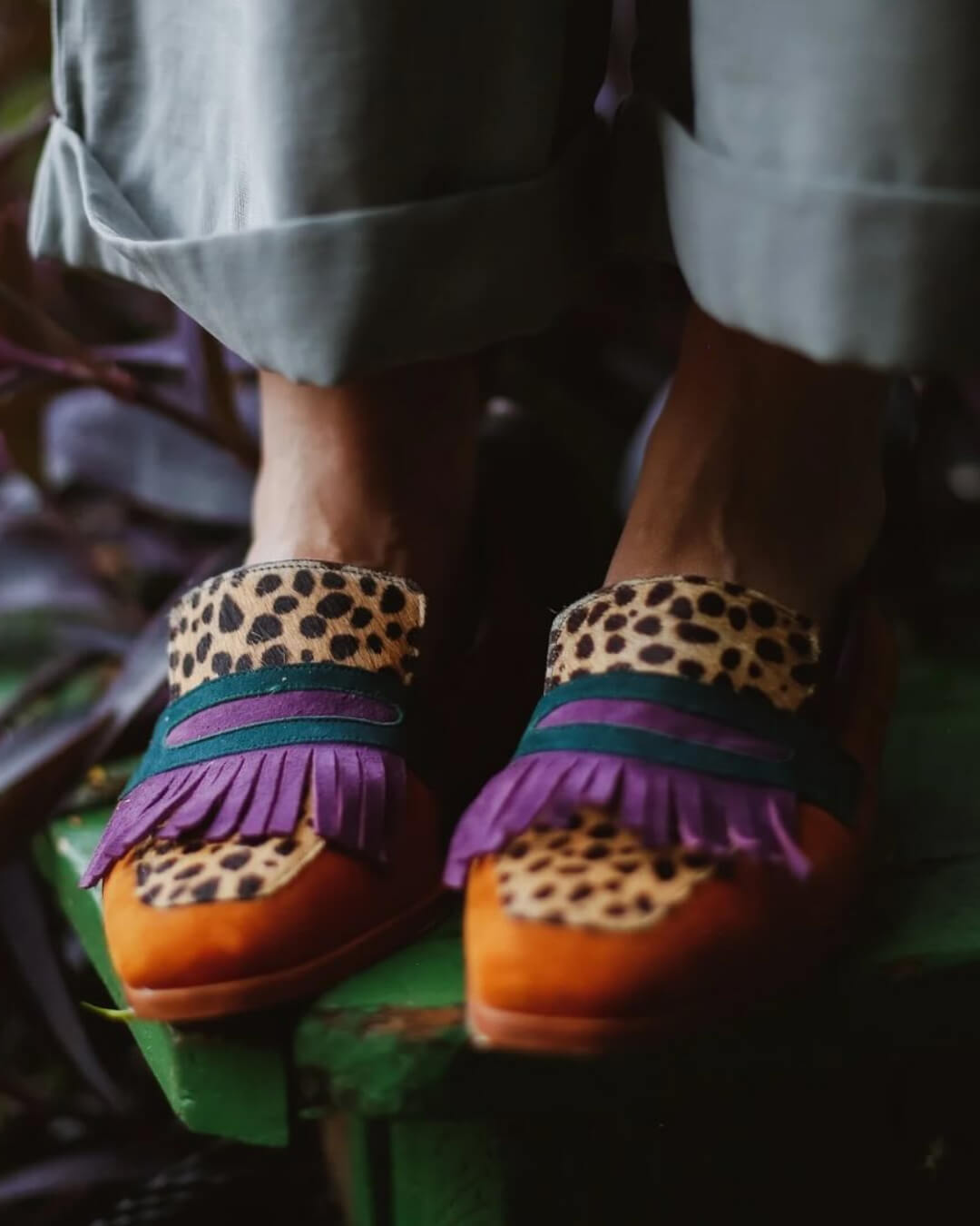 LOAFER WITH FRINGES AND ANIMAL PRINT 0