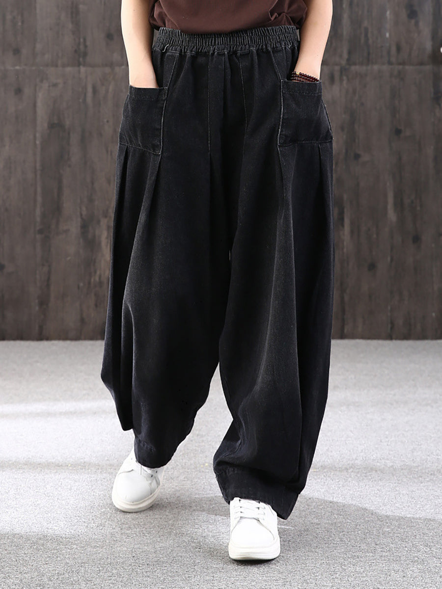 Women's Plus Size Loose Denim Jeans Blue Cotton Blend