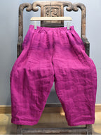 Women's Harem Pants Plus Size Beige 100% Linen Casual