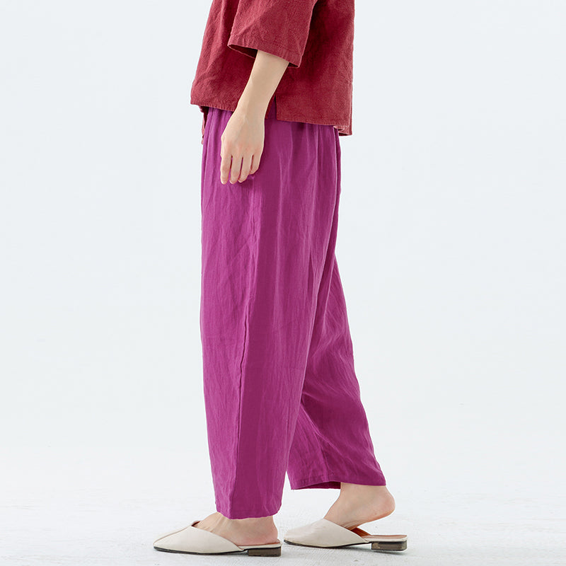 Women's Harem Pants Plus Size Beige 100% Linen Casual