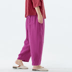 Women's Harem Pants Plus Size Beige 100% Linen Casual