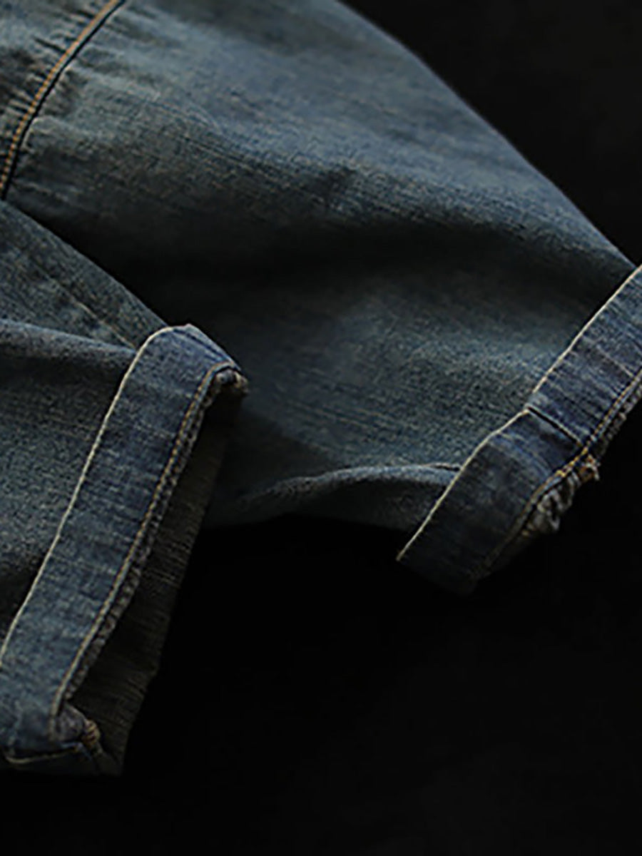 Women's Baggy Jeans Blue Distressed Cotton Plus Size
