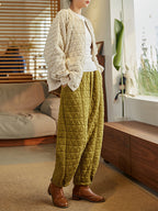 Women's Plus Size Lantern Pants Black Cotton Blend