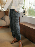 Women's Plus Size Lantern Pants Black Cotton Blend