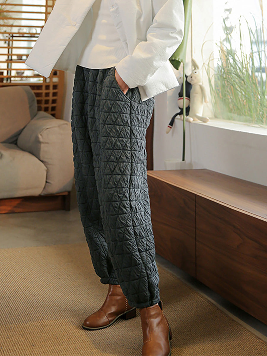 Women's Plus Size Lantern Pants Black Cotton Blend