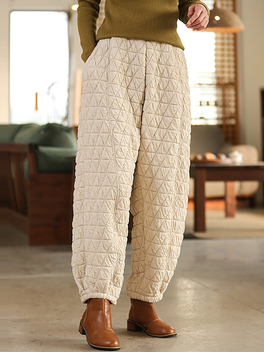 Women's Plus Size Lantern Pants Black Cotton Blend