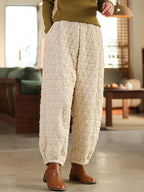 Women's Plus Size Lantern Pants Black Cotton Blend