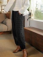 Women's Plus Size Lantern Pants Black Cotton Blend