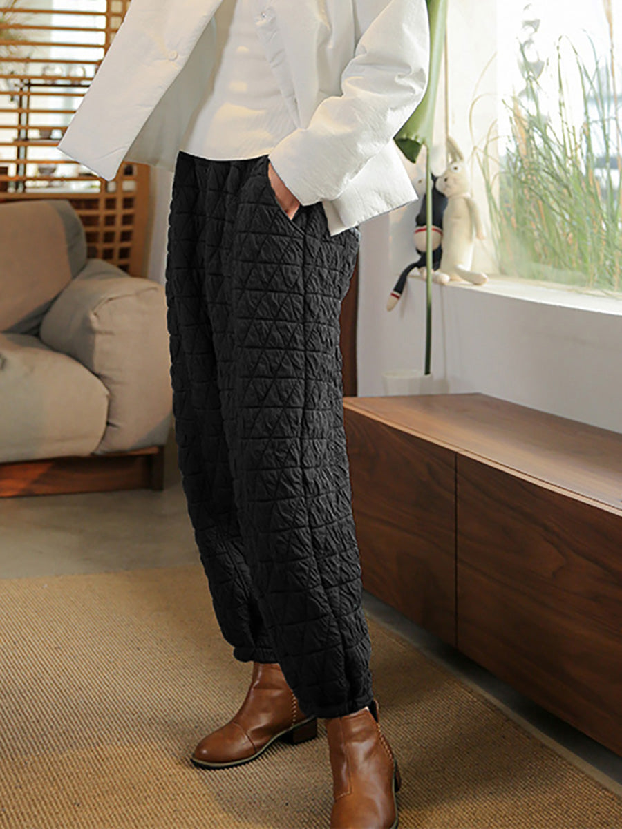 Women's Plus Size Lantern Pants Black Cotton Blend