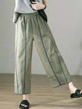 Women's Wide Leg Pants Colorblock 100% Cotton Casual Harem Style