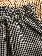 Plus Size Women's Wide Leg Pants Plaid Linen Cotton Ankle Length