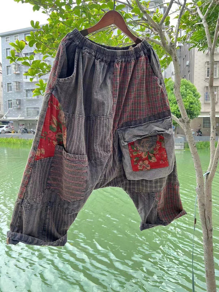 Women's Loose Pants Plus Size Patchwork Cotton Casual