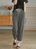 Plus Size Women's Casual Pants Plaid Lightweight Viscose Polyester