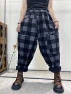 Women's Harem Pants Plaid Plus Size Corduroy
