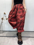 Women's Harem Pants Plaid Plus Size Corduroy