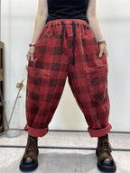 Women's Harem Pants Plaid Plus Size Corduroy